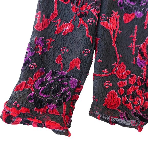 Vintage 90s Y2K Coldwater Creek Sheer VeLVeT BuRNouT Blouse Ruffles Whimsygoth - Picture 10 of 14